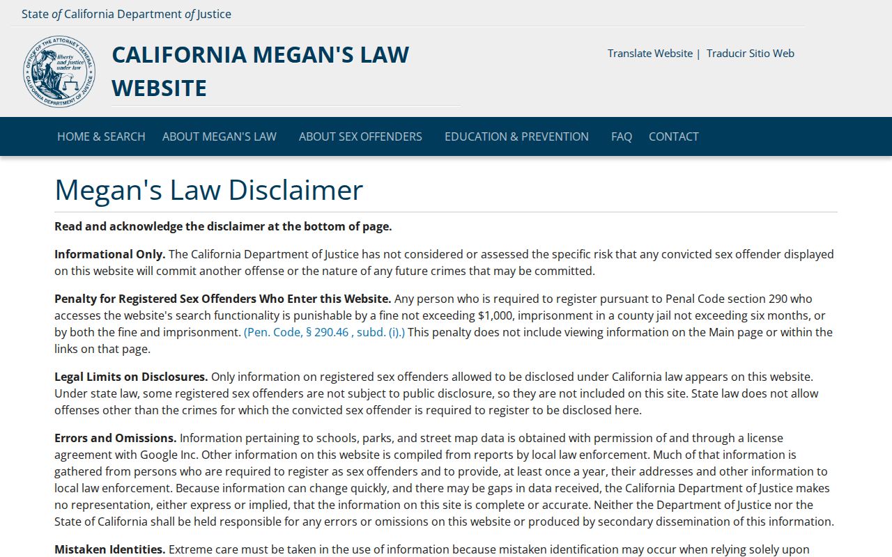 California Megan's Law registry photo channel for Nevada County released inmate research