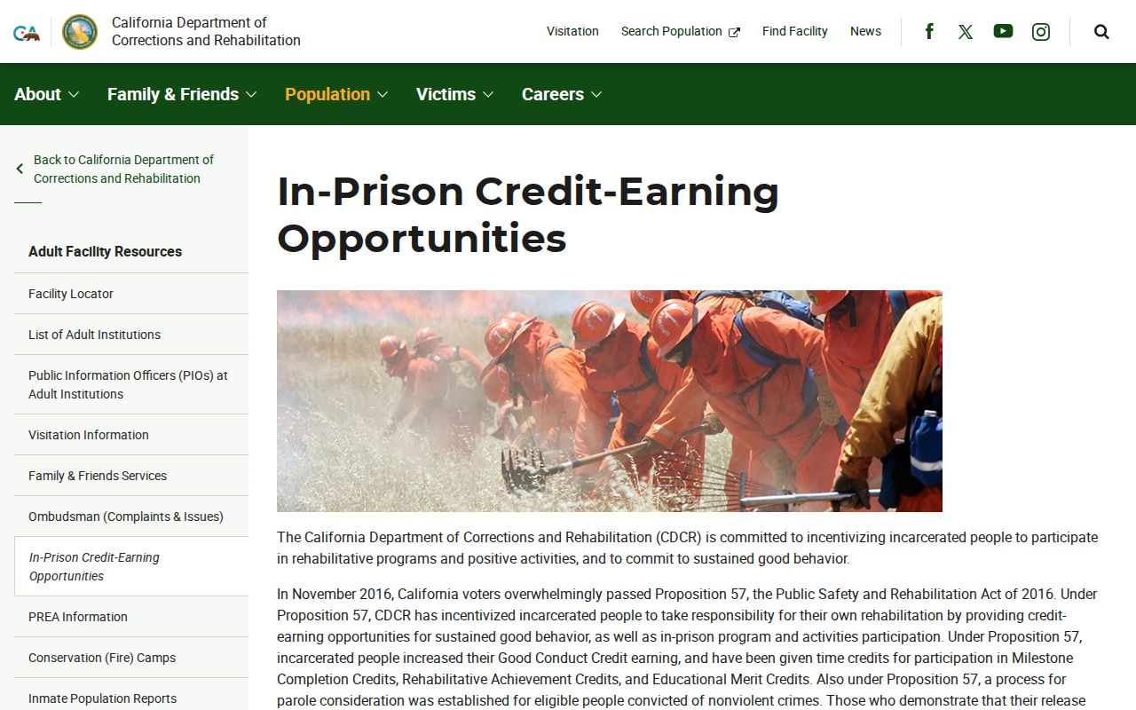 CDCR credit earning table for Nevada County release date lookup